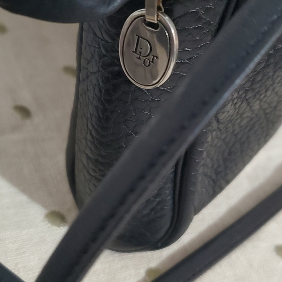 CHRISTIAN DIOR VINTAGE CLASSIC CALF BLACK  LEATHER CROSS BODY SLING BAG- FRANCE - Picture 9 of 14